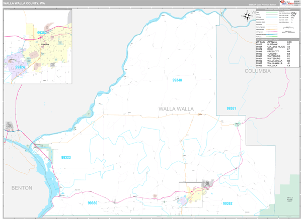 Walla Walla County, WA Carrier Route Wall Map